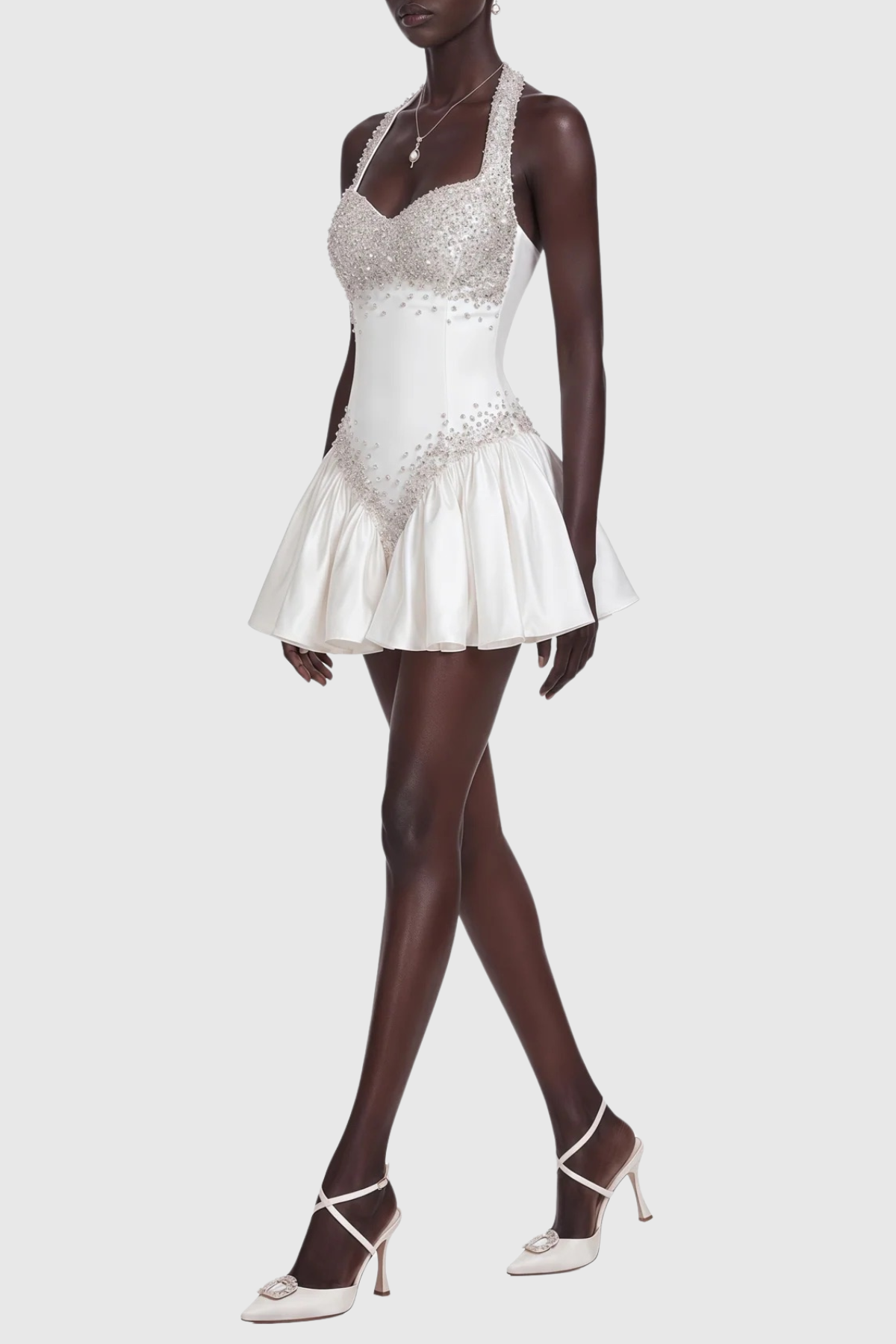 Kirsten Crystal Halter Mini Dress