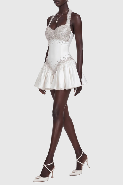 Kirsten Crystal Halter Mini Dress