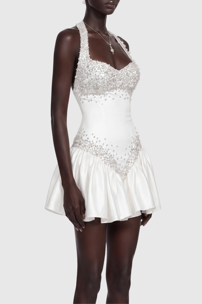 Kirsten Crystal Halter Mini Dress