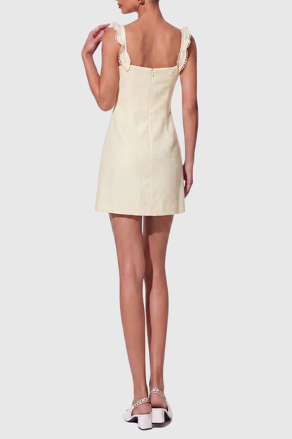 Kismet Floral Embroidered Mini Dress - Beige