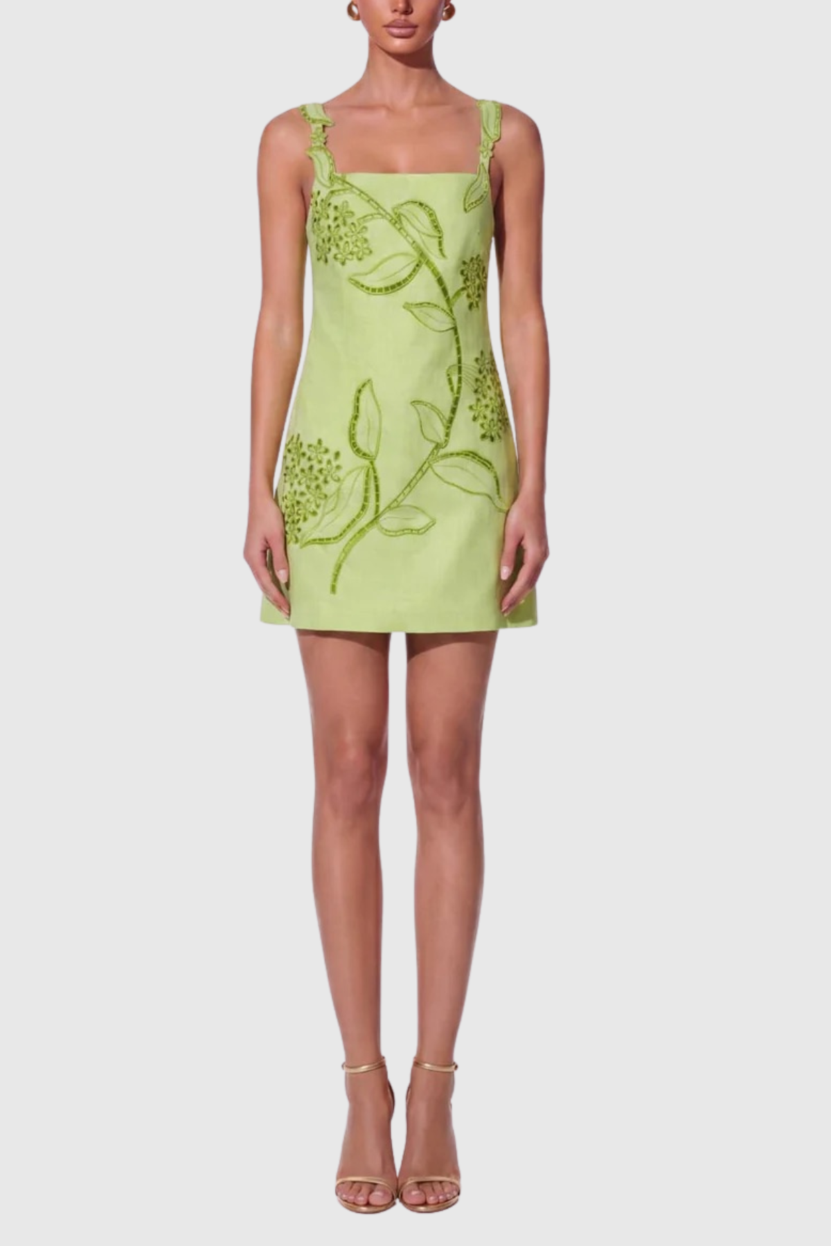 Kismet Floral Embroidered Mini Dress - Green