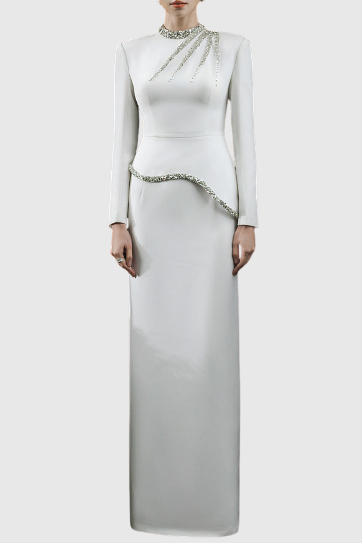 Kodiz Asymmetric Crystal Embellished Maxi Dress
