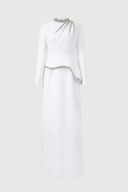 Kodiz Asymmetric Crystal Embellished Maxi Dress