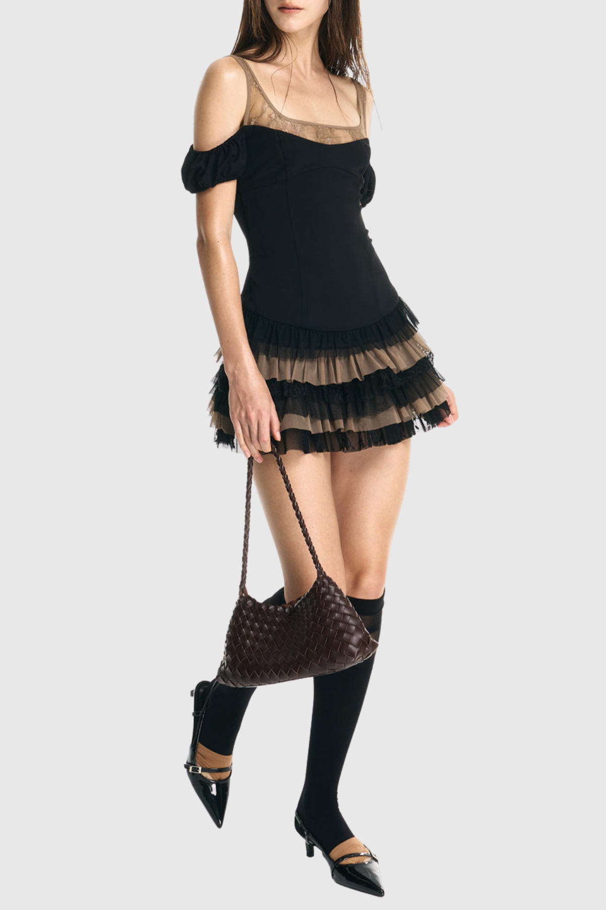 Kofia Lace Ruffle Mini Dress