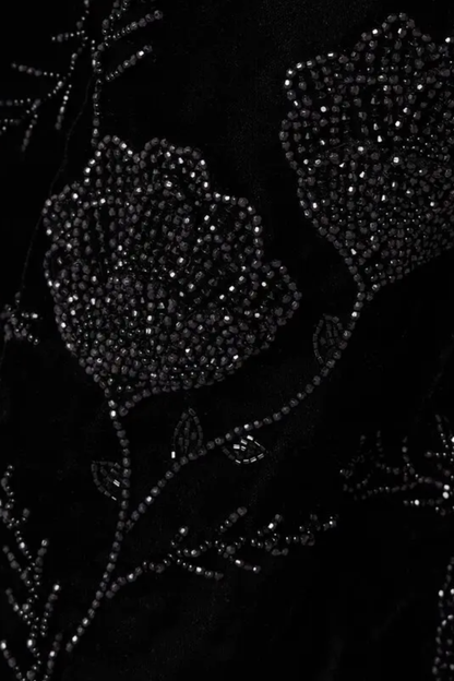 Kola Floral Crystal Strapless Velvet Mini Dress