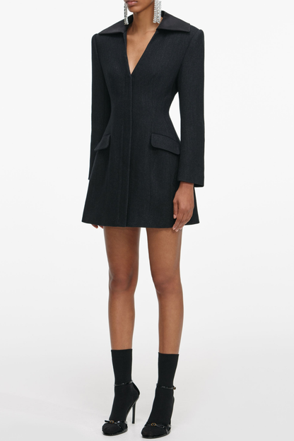 Kolto Satin Collar Mini Blazer Dress