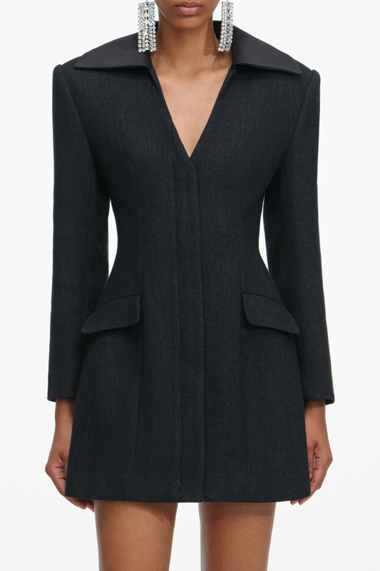 Kolto Satin Collar Mini Blazer Dress