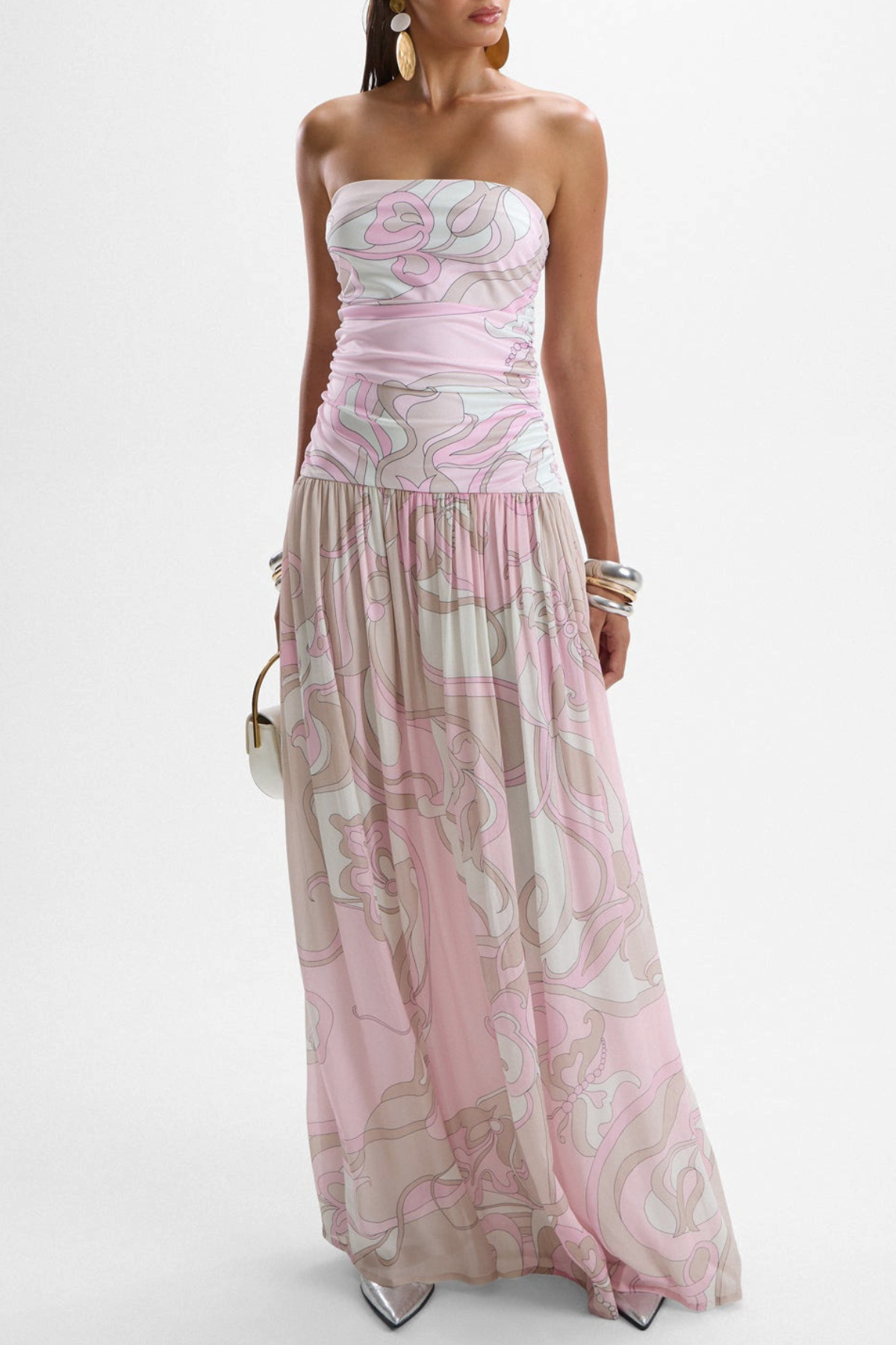 Konaza Strapless Swirl Maxi Dress