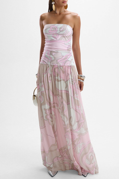 Konaza Strapless Swirl Maxi Dress