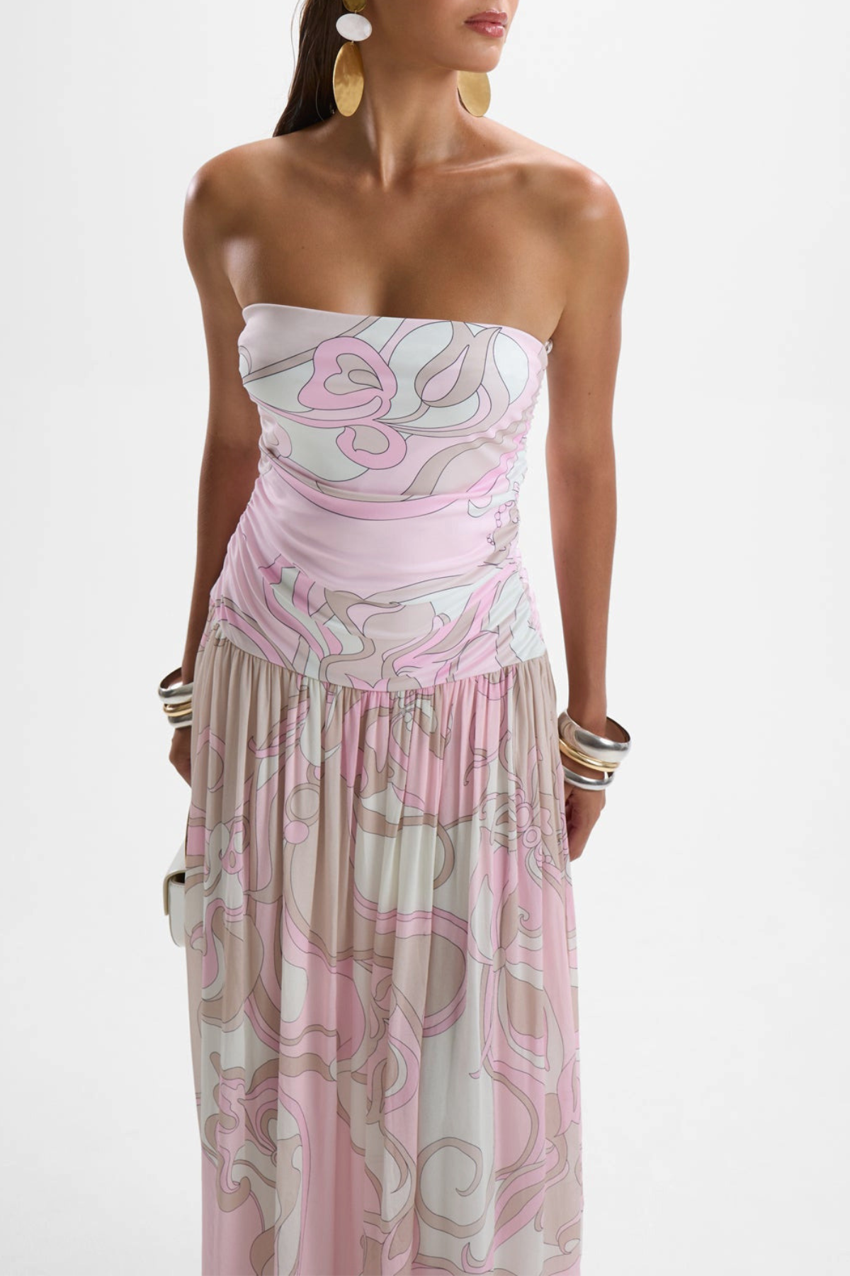 Konaza Strapless Swirl Maxi Dress