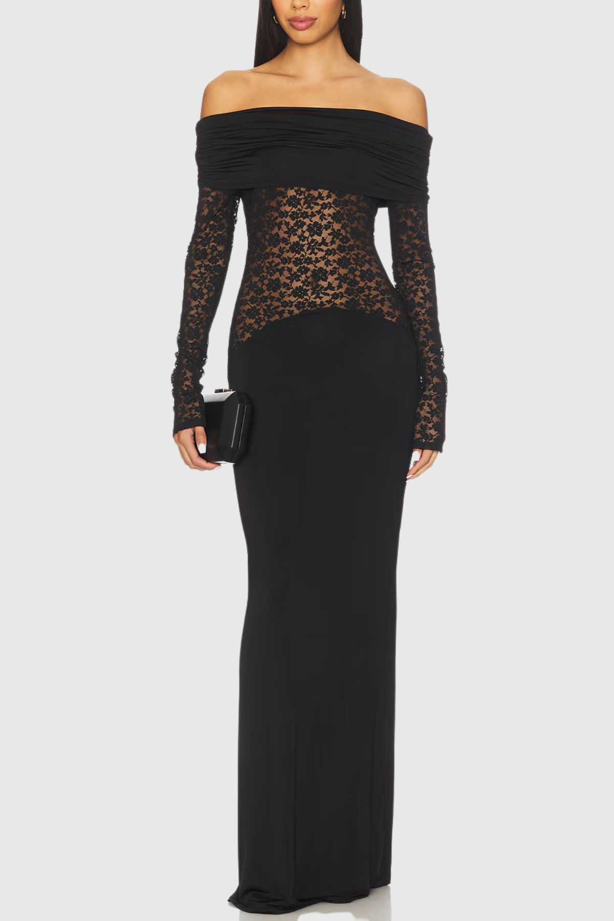 Kpucine Off Shoulder Floral Lace Maxi Dress