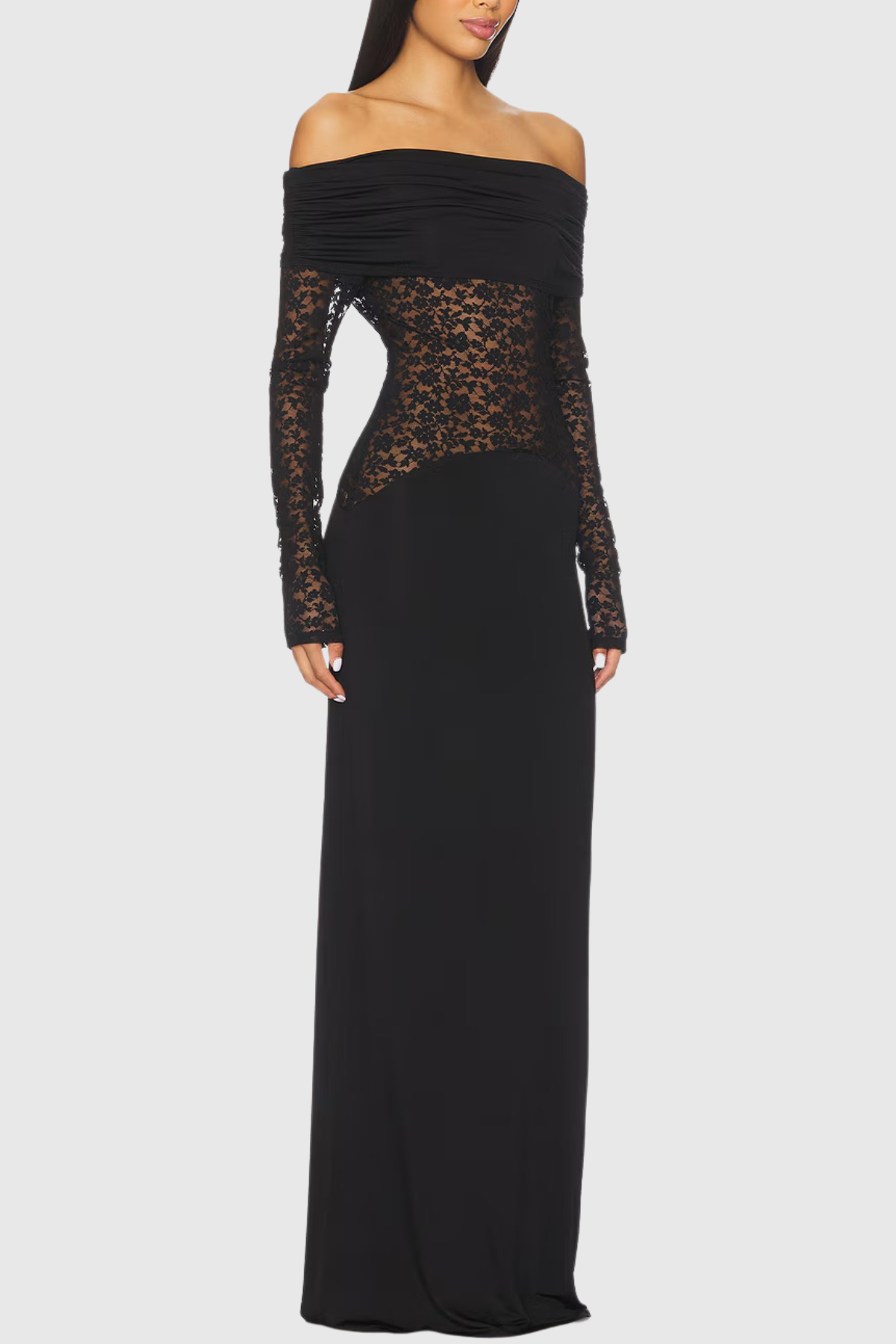 Kpucine Off Shoulder Floral Lace Maxi Dress