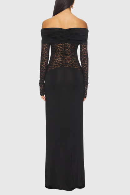 Kpucine Off Shoulder Floral Lace Maxi Dress
