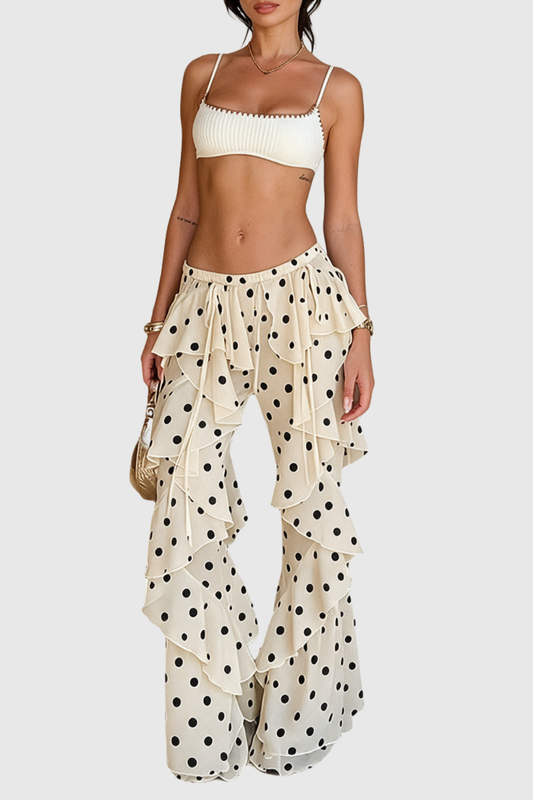 Krimso Polka Dot Ruffle Pants