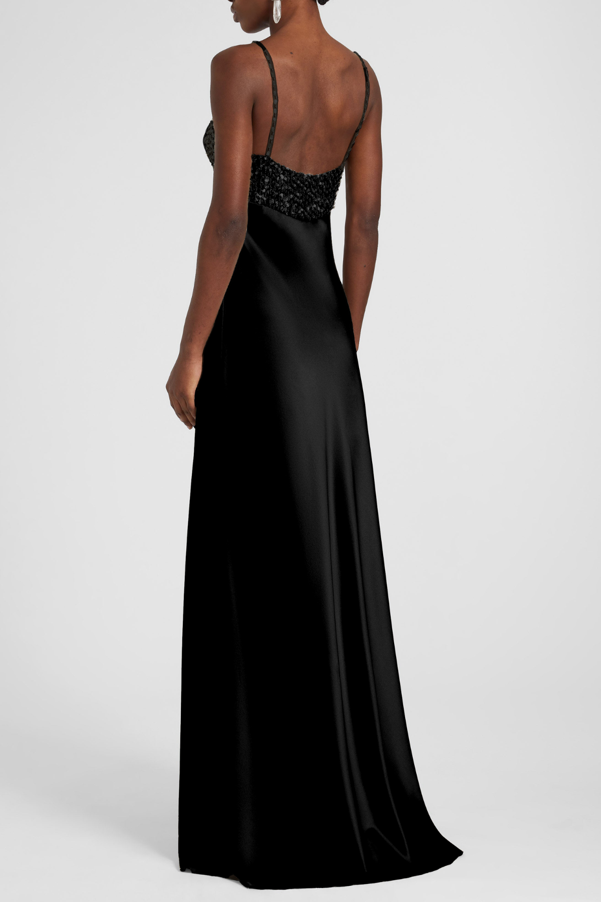 Kross Sequin Embellished Silk Maxi Dress - Black
