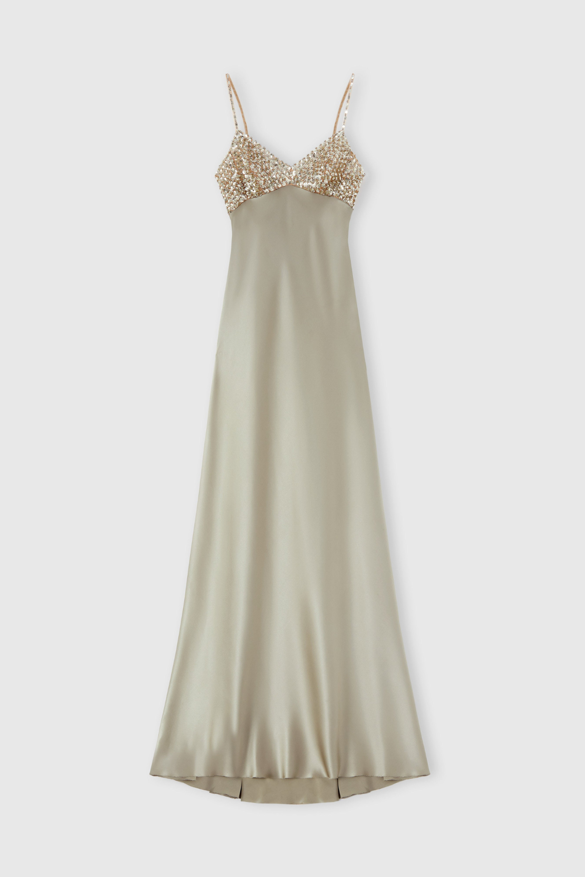 Kross Sequin Embellished Silk Maxi Dress - Champagne