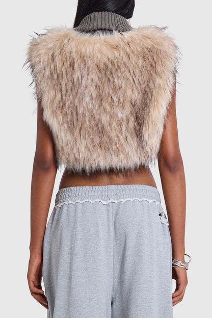 Kruse Faux Fur Knit Shrug Top