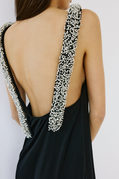 Kuba V-neck Crystal Embellished Maxi Dress