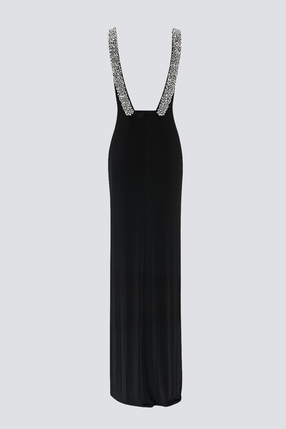 Kuba V-neck Crystal Embellished Maxi Dress
