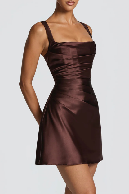 Kugust Corset Satin Mini Dress - Brown