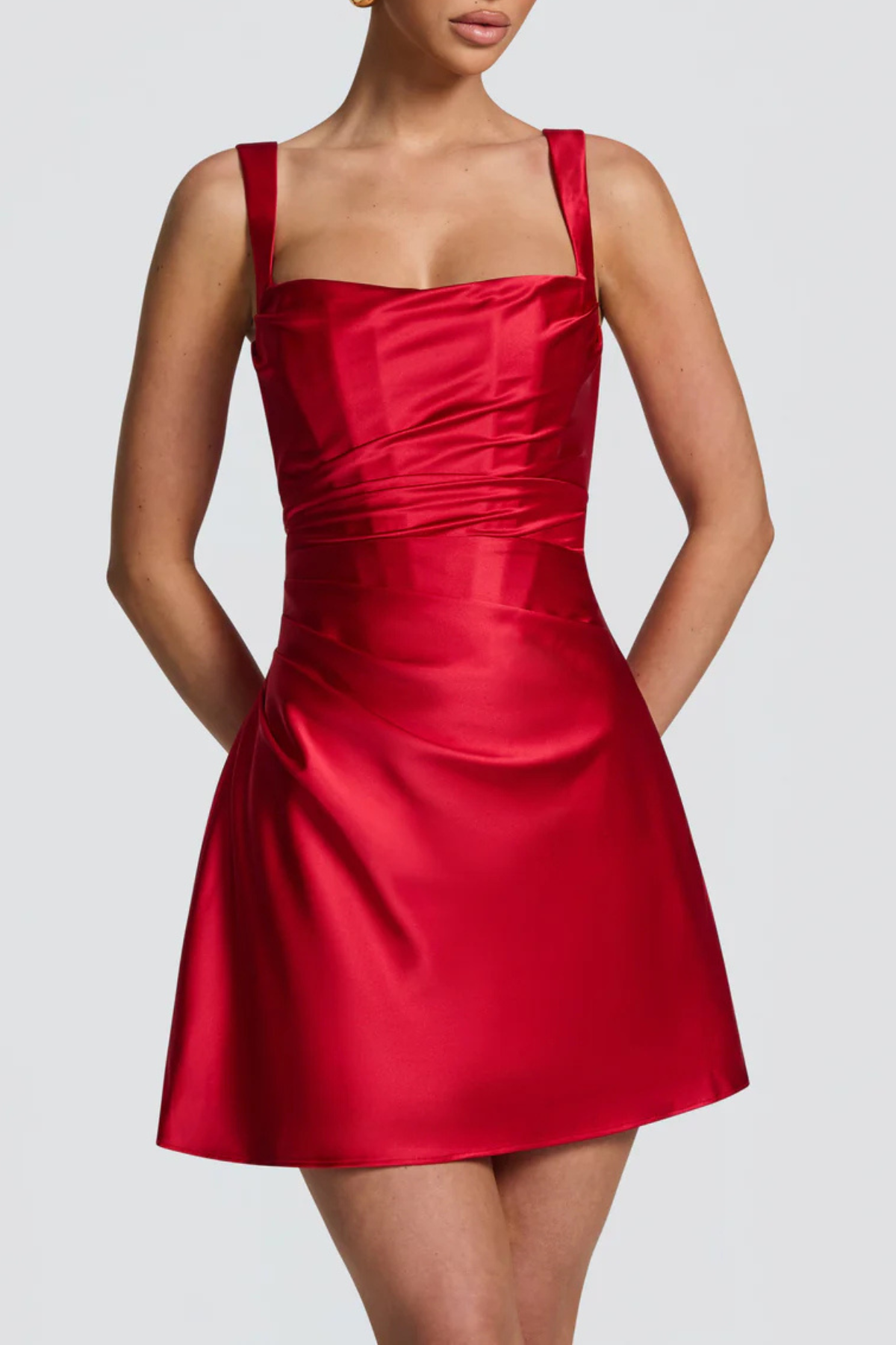 Kugust Corset Satin Mini Dress - Red