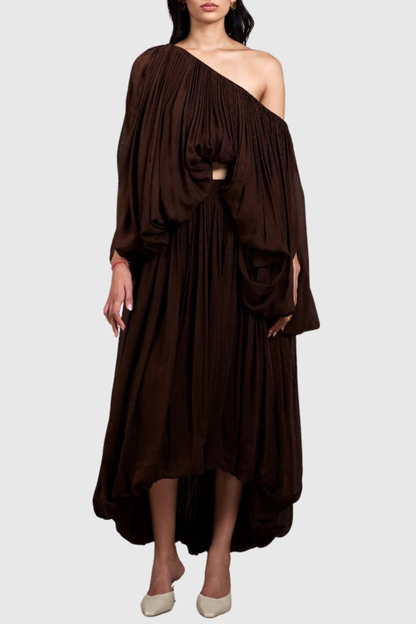 Kurura Off Shoulder Draped Top & Maxi Skirt Set