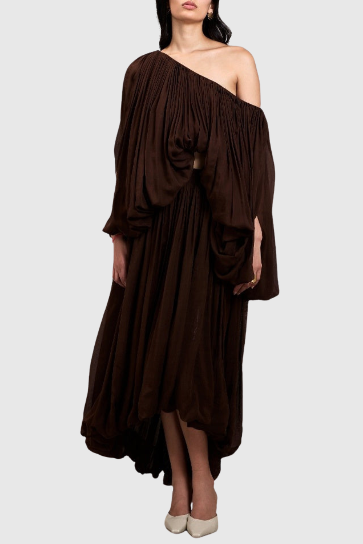 Kurura Off Shoulder Draped Top & Maxi Skirt Set