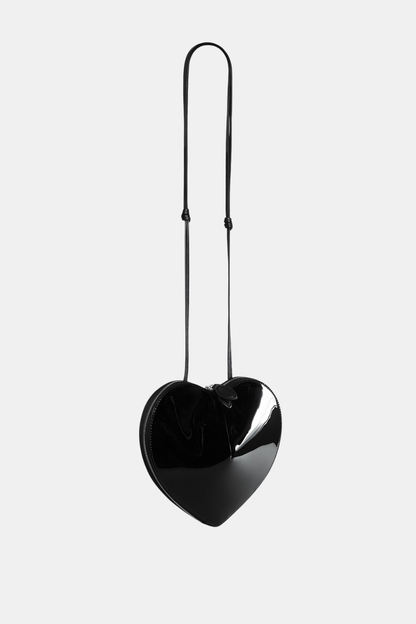 Kyaia Heart Patent Leather Shoulder Bag - Black
