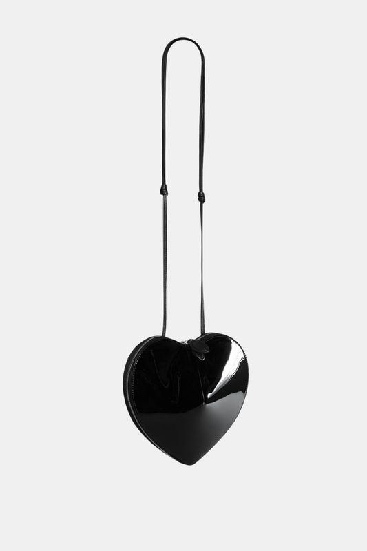 Kyaia Heart Patent Leather Shoulder Bag - Black