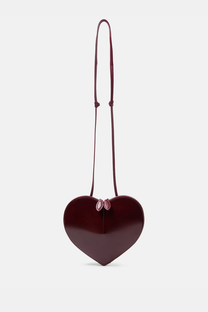 Kyaia Heart Patent Leather Shoulder Bag - Wine