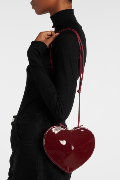 Kyaia Heart Patent Leather Shoulder Bag - Wine