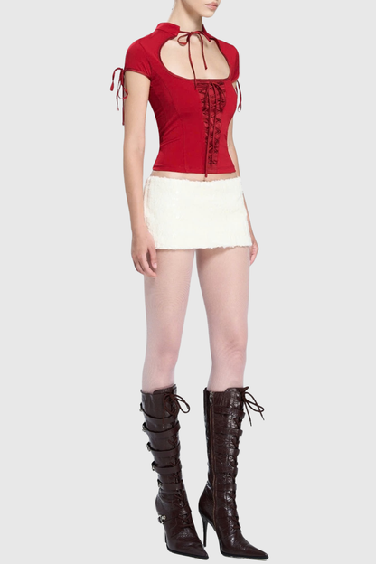 Kymani Lace Up Cutout Top