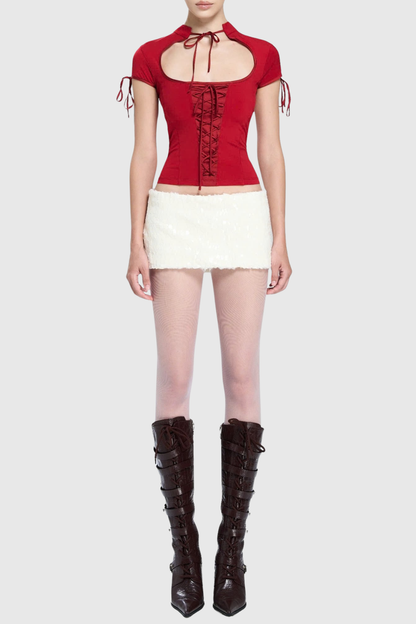 Kymani Lace Up Cutout Top