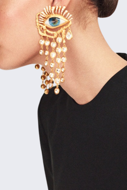 Lacob Eye Teardrops Rhinestone Earrings