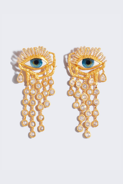 Lacob Eye Teardrops Rhinestone Earrings