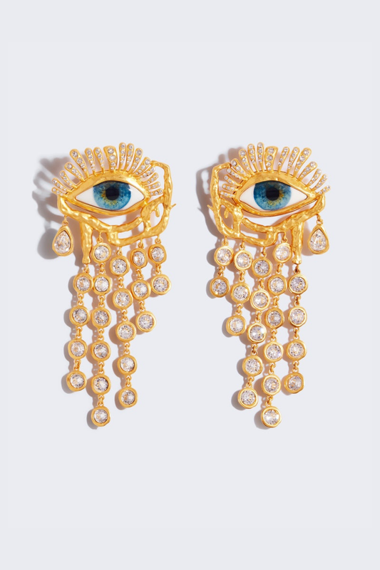 Lacob Eye Teardrops Rhinestone Earrings