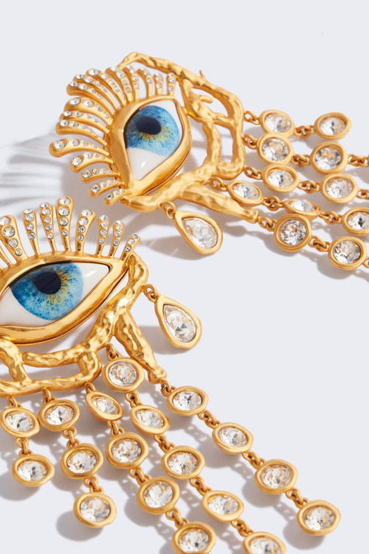 Lacob Eye Teardrops Rhinestone Earrings