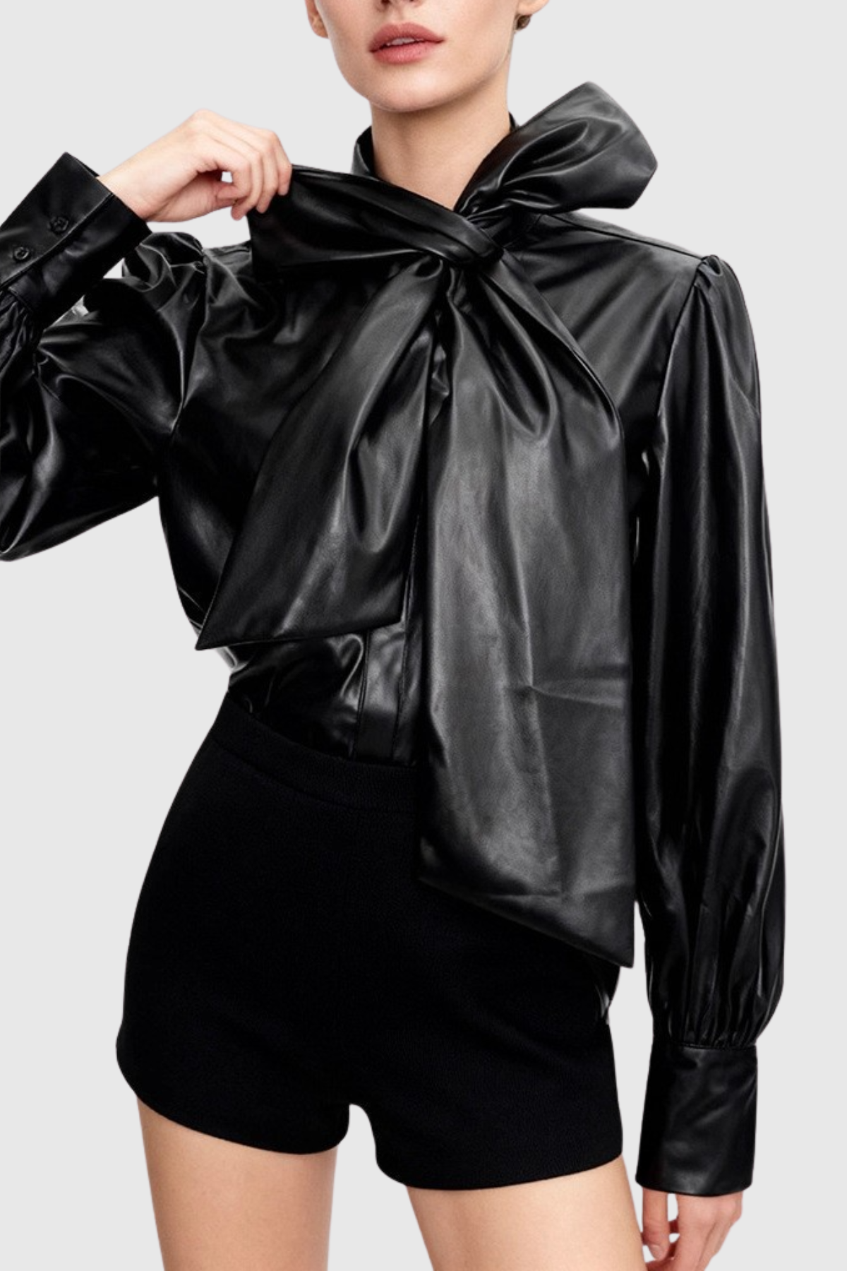 Lagina Leather Bow Blouse