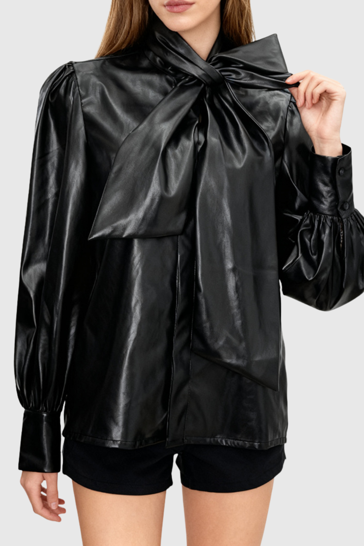 Lagina Leather Bow Blouse
