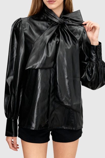 Lagina Leather Bow Blouse