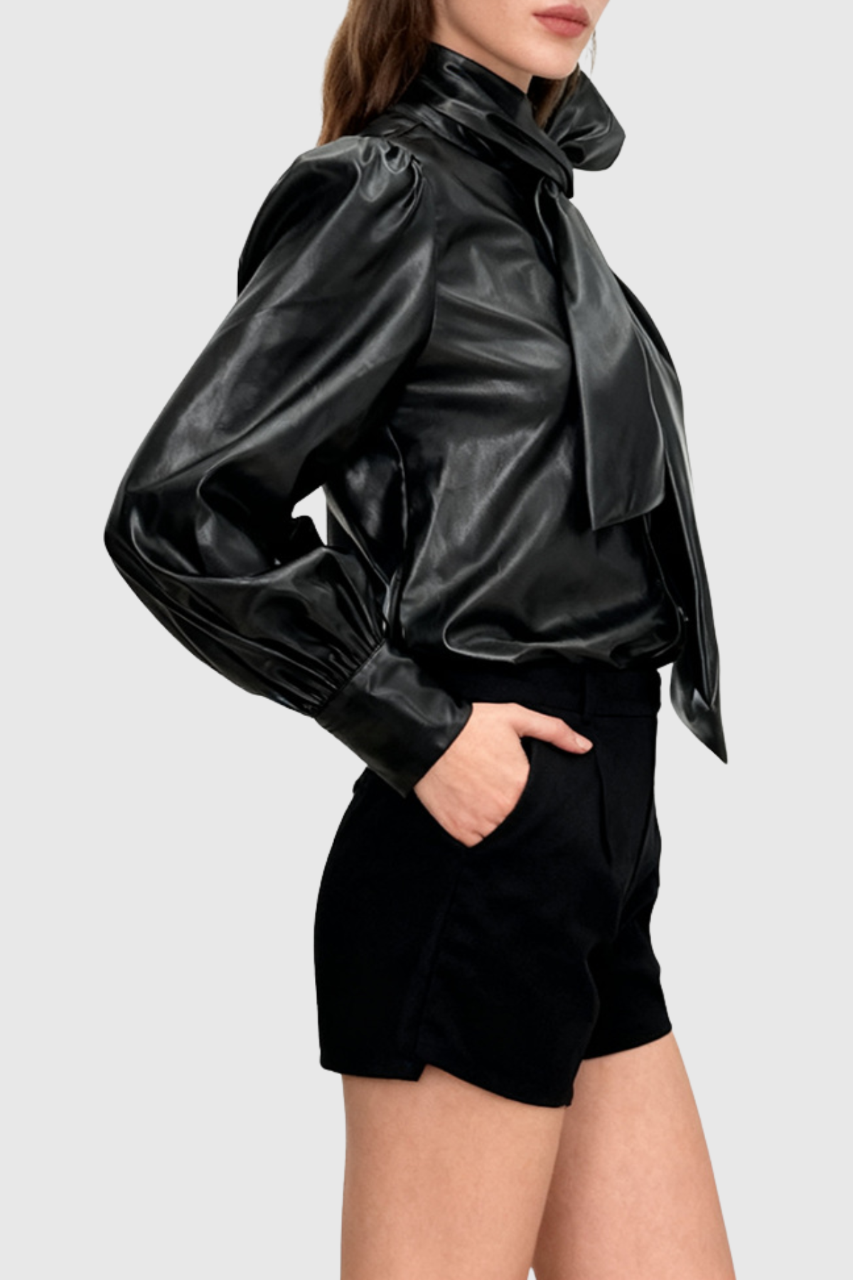 Lagina Leather Bow Blouse