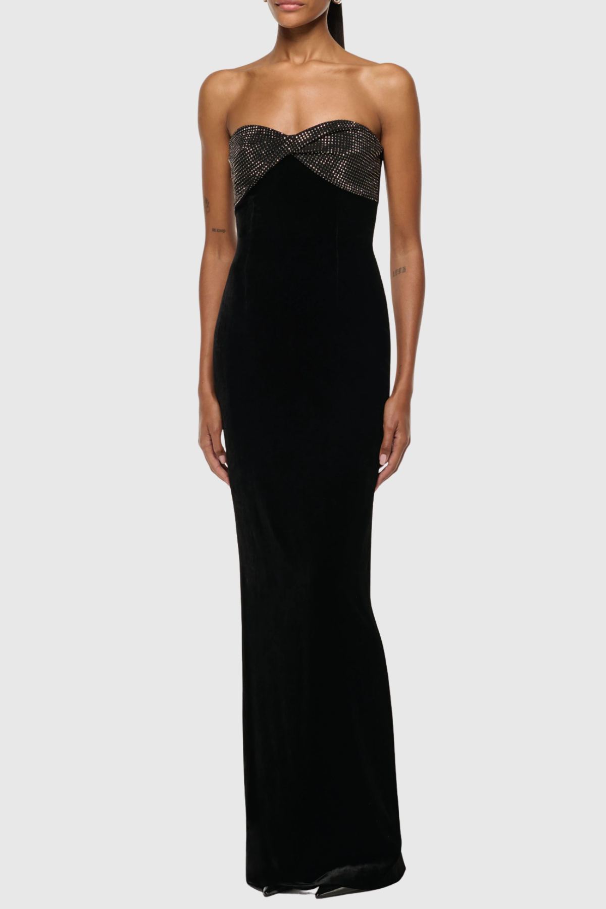 Lainey Crystal Embellished Strapless Maxi Dress
