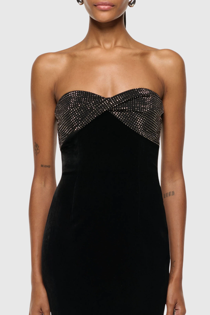 Lainey Crystal Embellished Strapless Maxi Dress