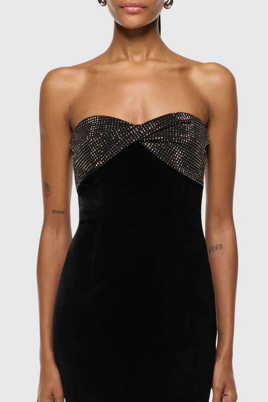 Lainey Crystal Embellished Strapless Maxi Dress