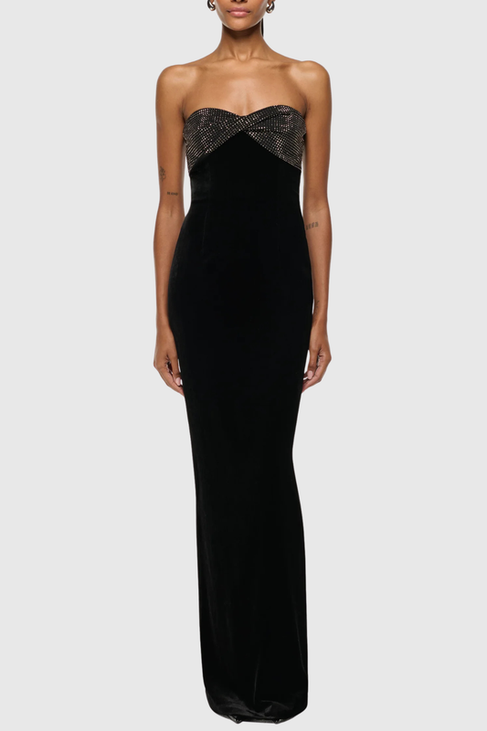 Lainey Crystal Embellished Strapless Maxi Dress