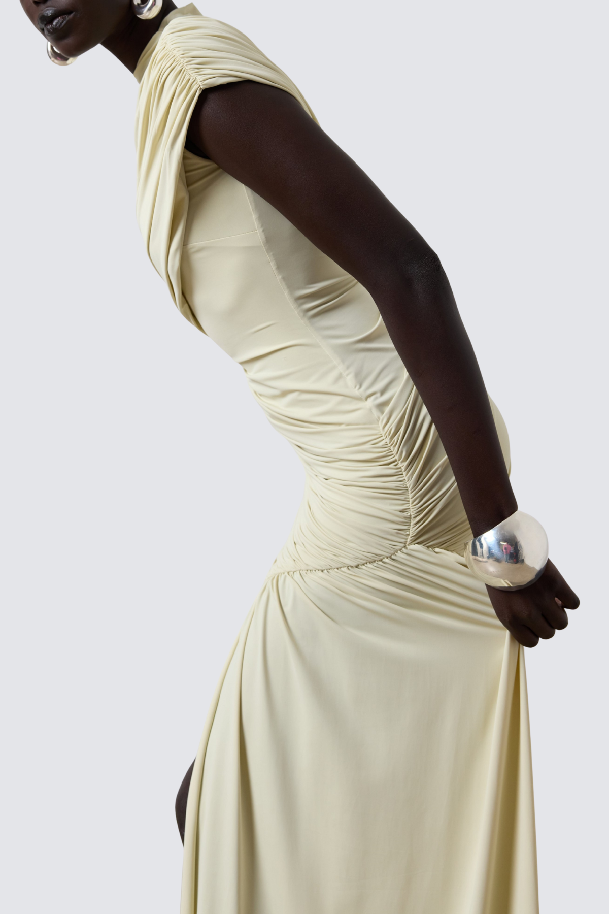 Laisha Sleeveless Draped Mini Dress - Beige