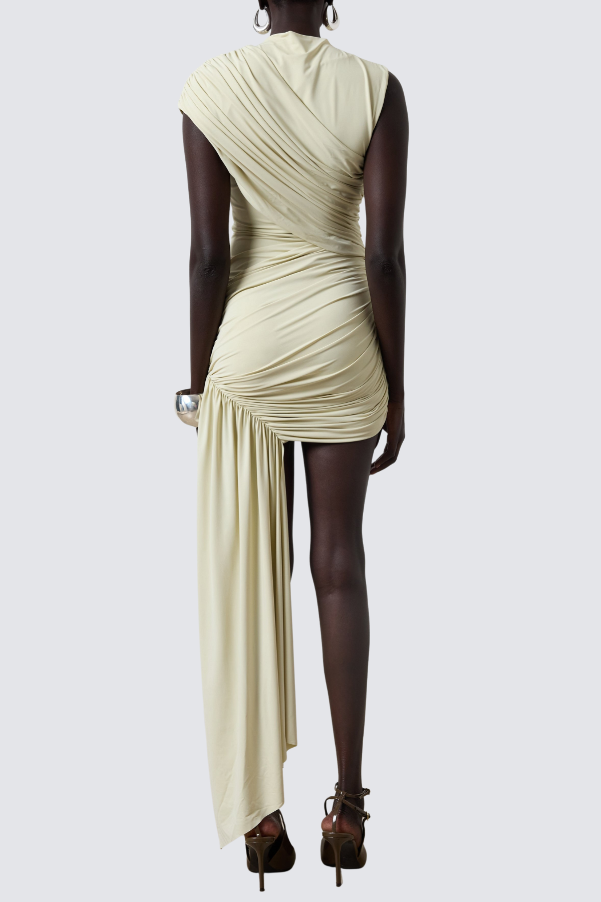 Laisha Sleeveless Draped Mini Dress - Beige