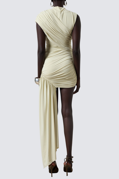 Laisha Sleeveless Draped Mini Dress - Beige