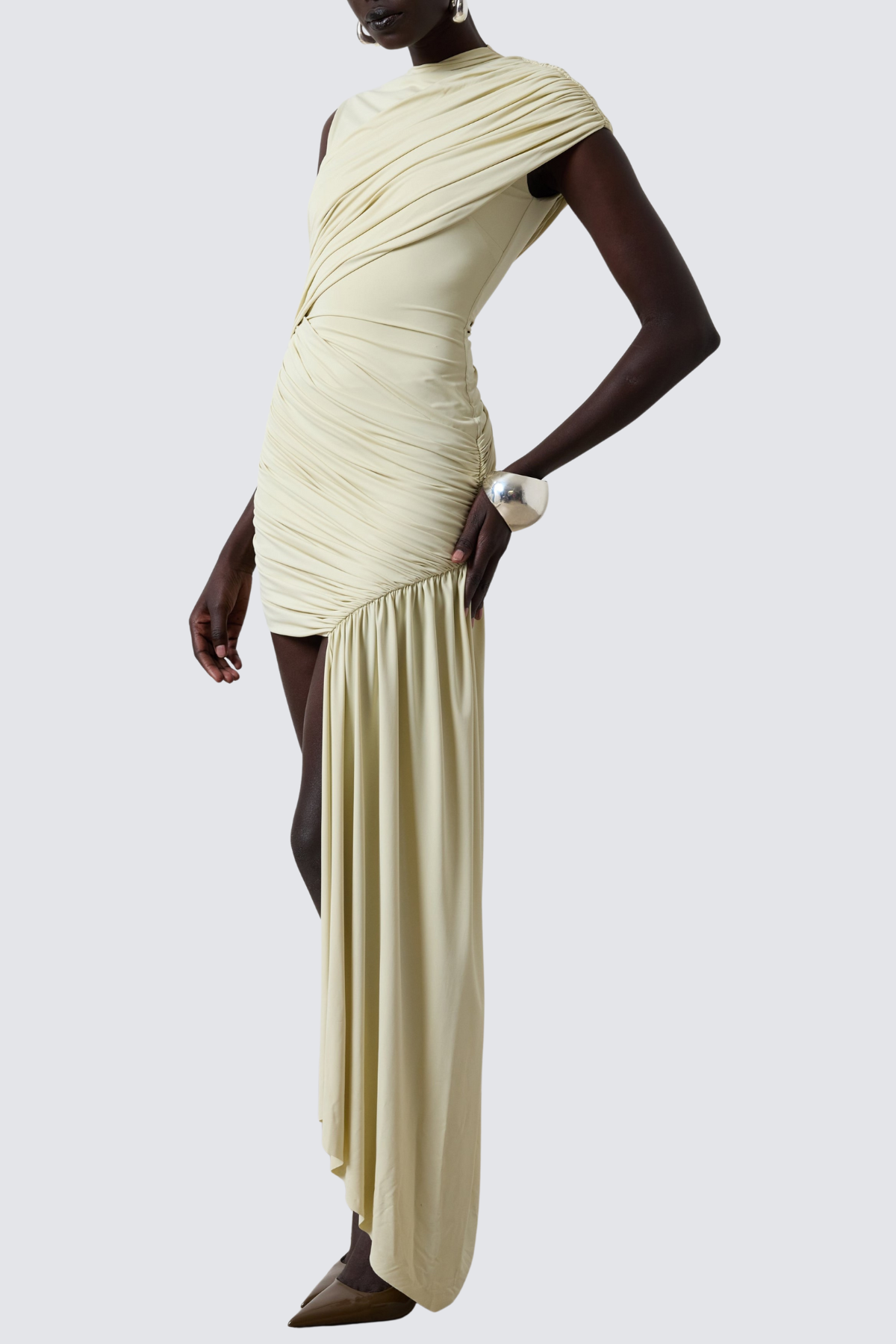Laisha Sleeveless Draped Mini Dress - Beige
