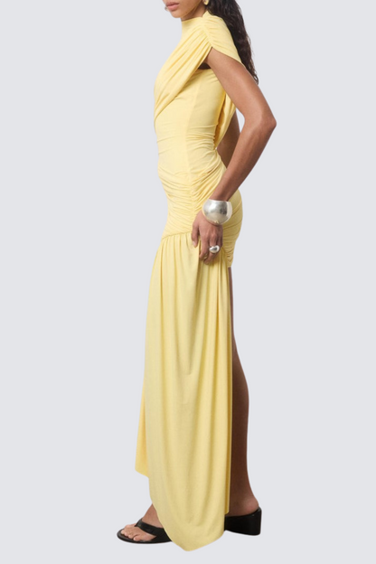 Laisha Sleeveless Draped Mini Dress - Yellow